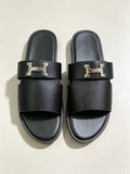 Men’s Luxury Textured Leather 'H' Buckle Slide Sandals