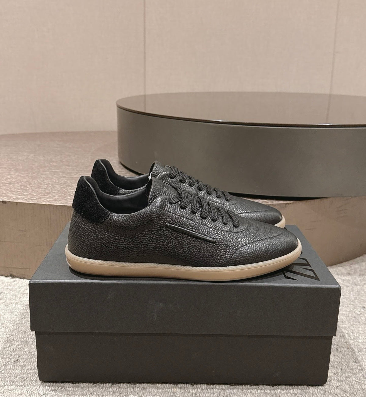 Zegna Low-Profile Heritage Suede & Leather Low-Top Sneakers