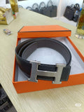 Men's Classic H-Buckle Pebbled Leather Belt (38mm)