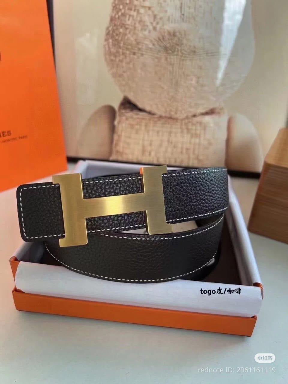 Men's Classic H-Buckle Pebbled Leather Belt (38mm)